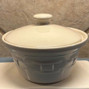 Longaberger Pottery Woven Traditions Ivory Butter Tub with Lid/Sm Casserole Dish